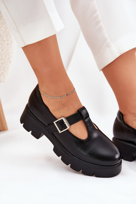 Scarpe da donna nere con fibbie sulla piattaforma Venda