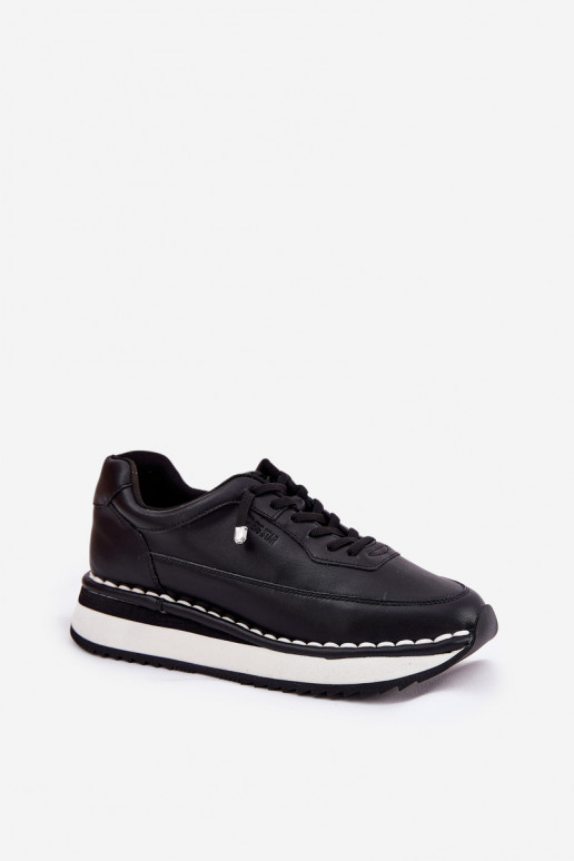 Sneakers da donna nere in pelle con piattaforma Big Star RR274A335