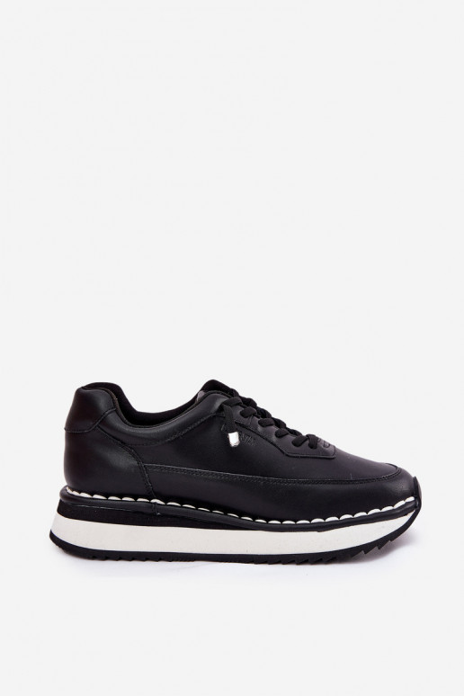 Sneakers da donna nere in pelle con piattaforma Big Star RR274A335