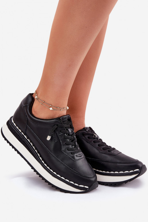 Sneakers da donna nere in pelle con piattaforma Big Star RR274A335