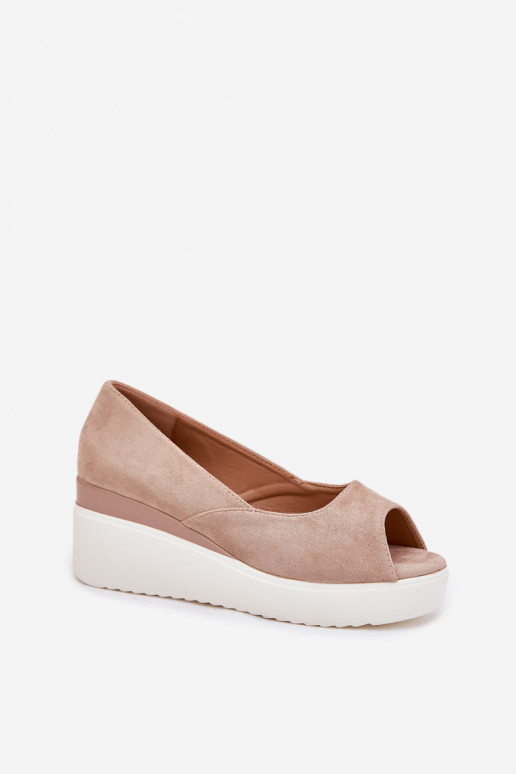 Sandali alti da donna in suede sintetico color sabbia Velira