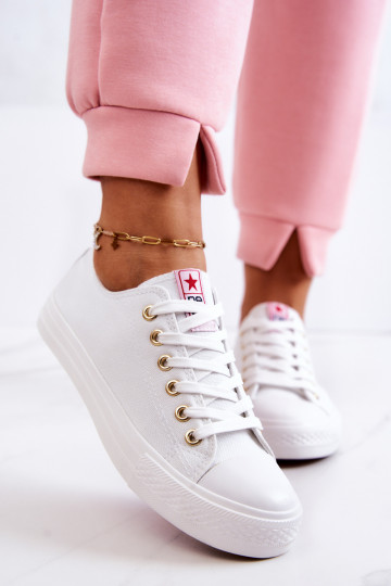 Scarpe casual classiche da donna in bianco e oro Ecoma