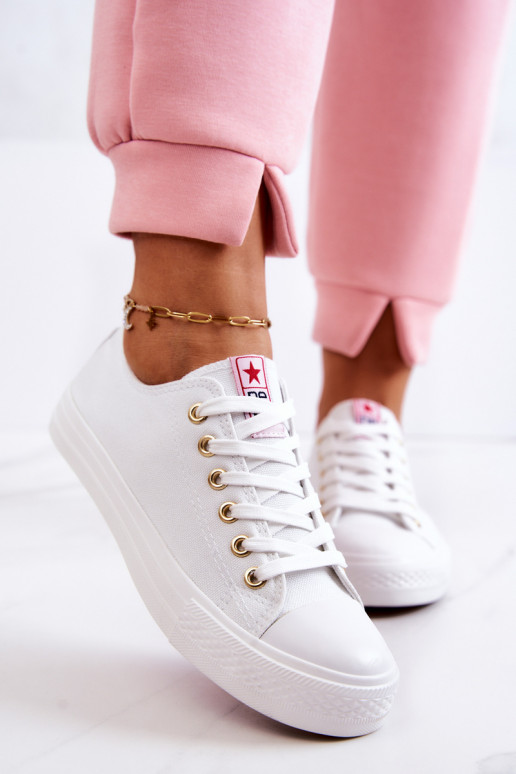 Scarpe casual classiche da donna in bianco e oro Ecoma
