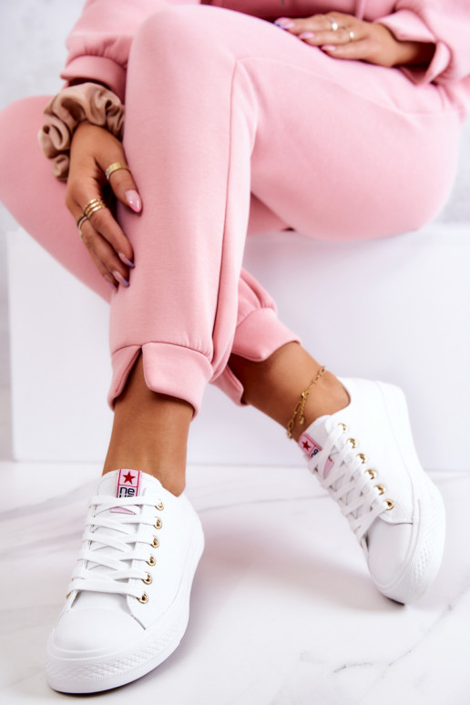 Scarpe casual classiche da donna in bianco e oro Ecoma
