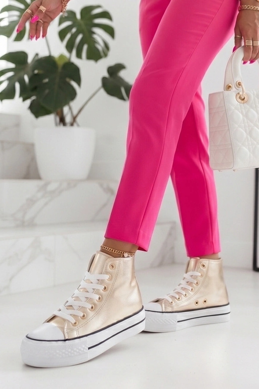 Sneakers metallici dorati sopra la caviglia Piper