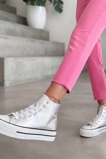 Sneakers metallici argentati sopra la caviglia Piper