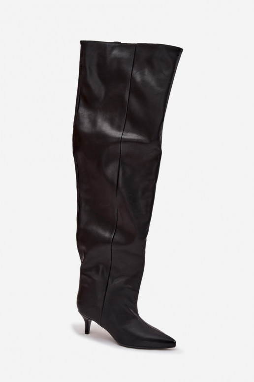 Stivali alti da donna slip-on con tacco sottile in nero Ysolienne