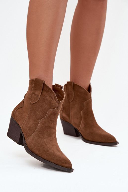 Stivaletti da donna in stile cowboy in suede sintetico marrone Beretta