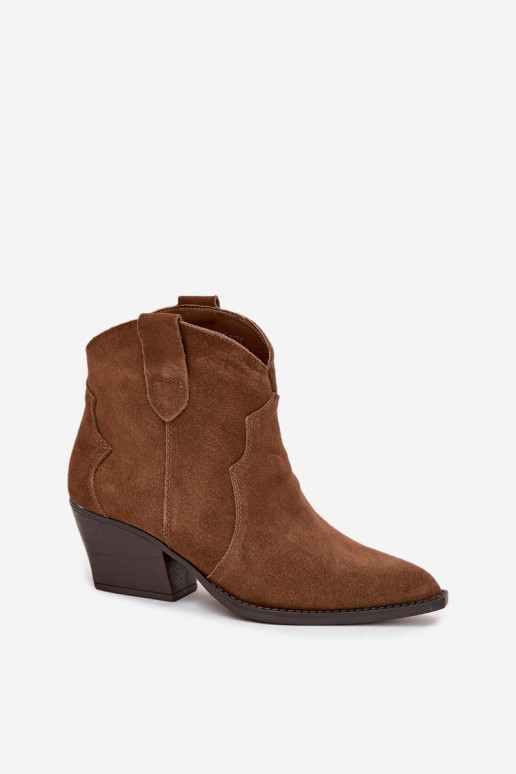 Stivaletti da donna in stile cowboy in suede sintetico marrone Beretta