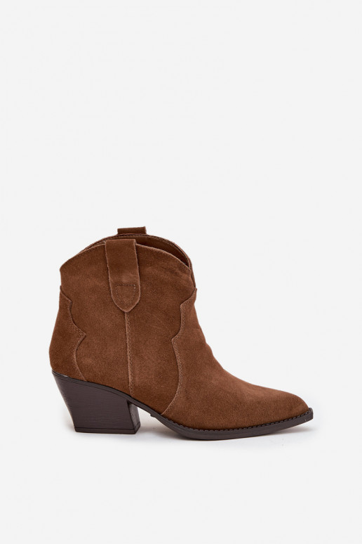 Stivaletti da donna in stile cowboy in suede sintetico marrone Beretta