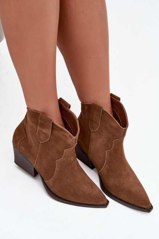 Stivaletti da donna in stile cowboy in suede sintetico marrone Beretta
