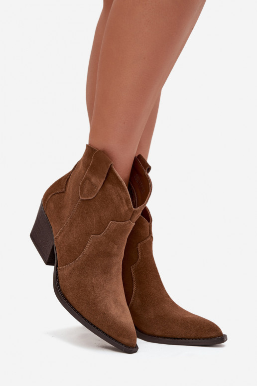 Stivaletti da donna in stile cowboy in suede sintetico marrone Beretta