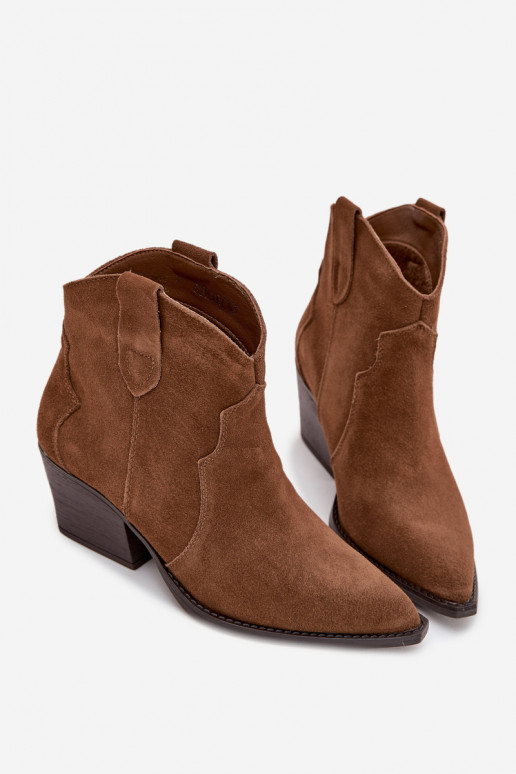 Stivaletti da donna in stile cowboy in suede sintetico marrone Beretta