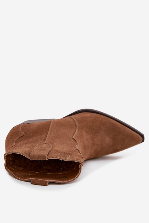 Stivaletti da donna in stile cowboy in suede sintetico marrone Beretta