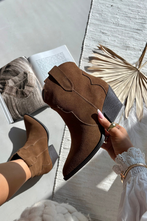 Stivaletti da donna in stile cowboy in suede sintetico marrone Beretta