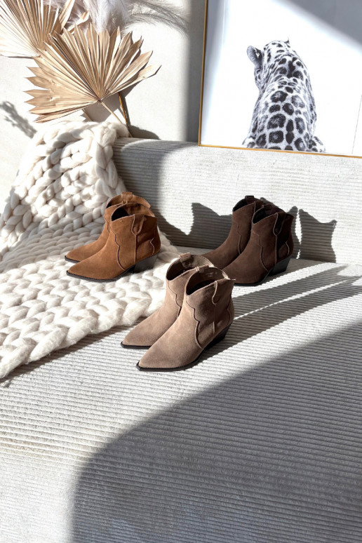 Stivaletti da donna in stile cowboy in suede sintetico marrone Beretta