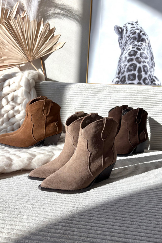 Stivaletti da donna in stile cowboy in suede sintetico marrone Beretta