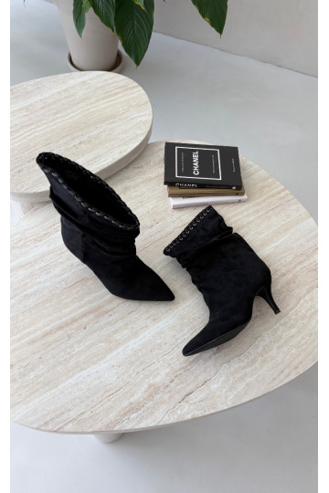 Stivaletti arricciati con tacchi sottili color nero Herella 2