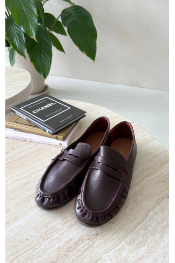 Mocassini da donna con rouches color bordeaux Sabley