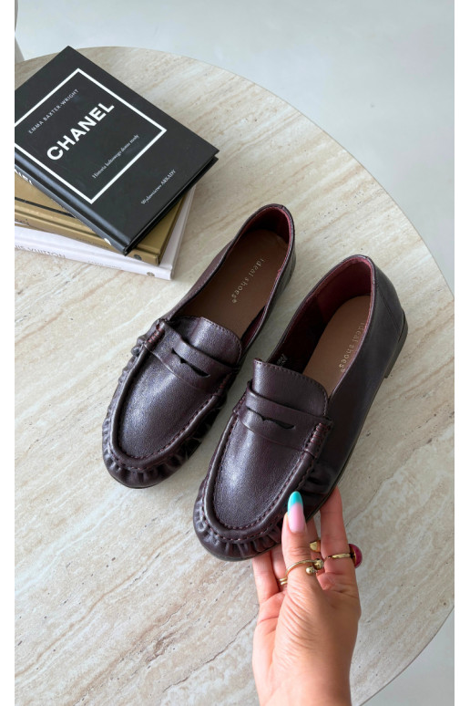 Mocassini da donna con rouches color bordeaux Sabley
