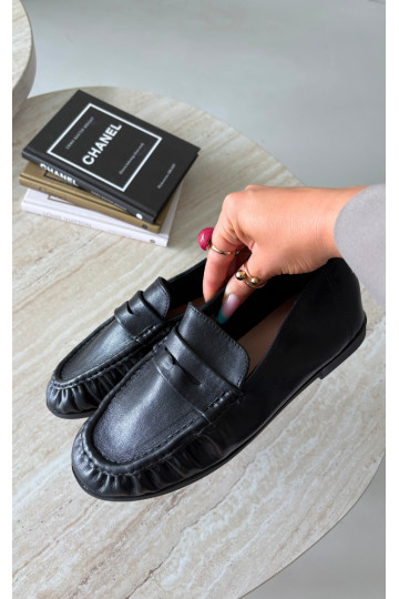 Mocassini da donna con rouches color nero Sabley 2