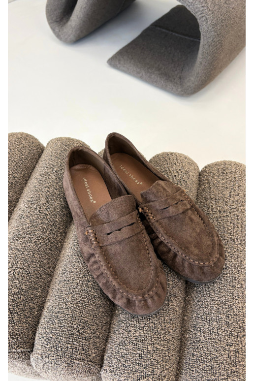 Mocassini da donna con rouches in suede sintetico color marrone Sabley