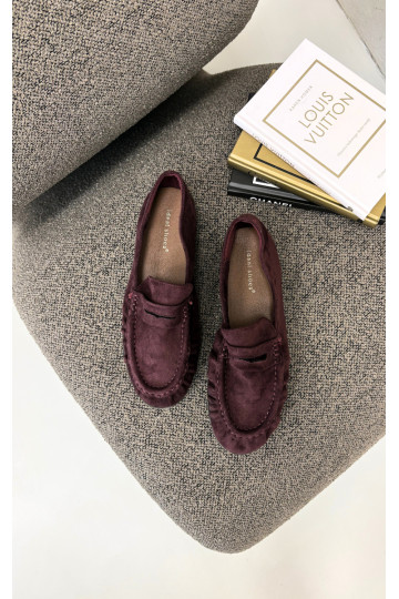 Mocassini da donna con rouches in suede sintetico color bordeaux Sabley 2