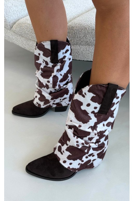 Stivaletti in stile cowboy con alti e tacchi curvi color marrone Havie
