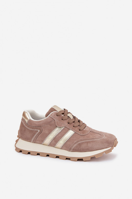 Sneakers platform in suede sintetico color sabbia da donna S.Barski LR61-7097