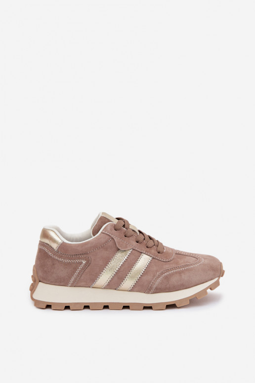 Sneakers platform in suede sintetico color sabbia da donna S.Barski LR61-7097