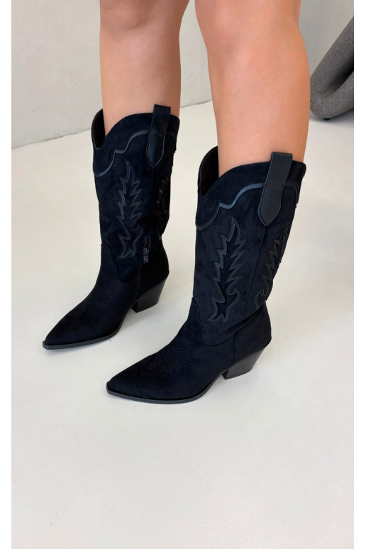 Stivali alti in stile cowboy neri Betina