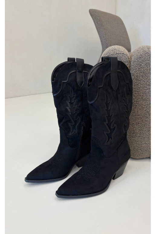 Stivali alti in stile cowboy neri Betina
