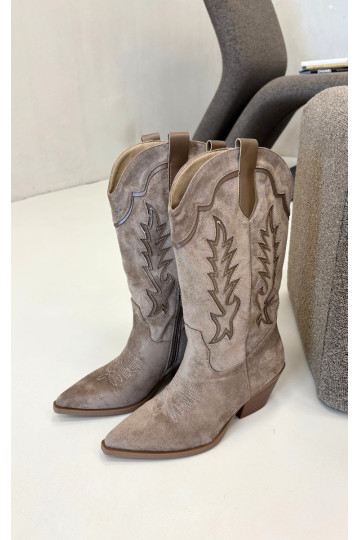 Stivali alti in stile cowboy khaki Betina
