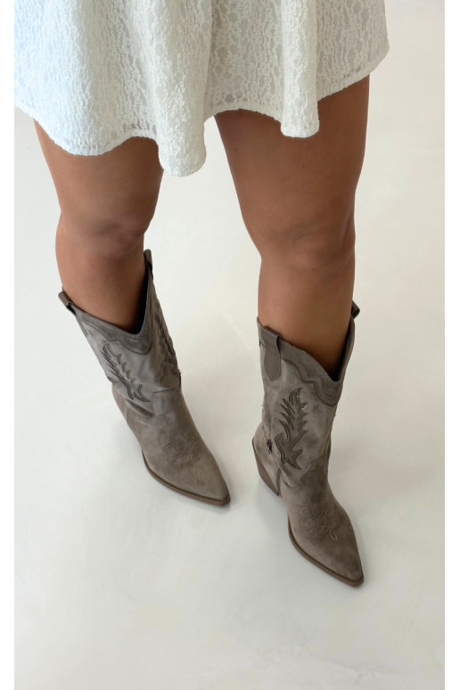Stivali alti in stile cowboy khaki Betina