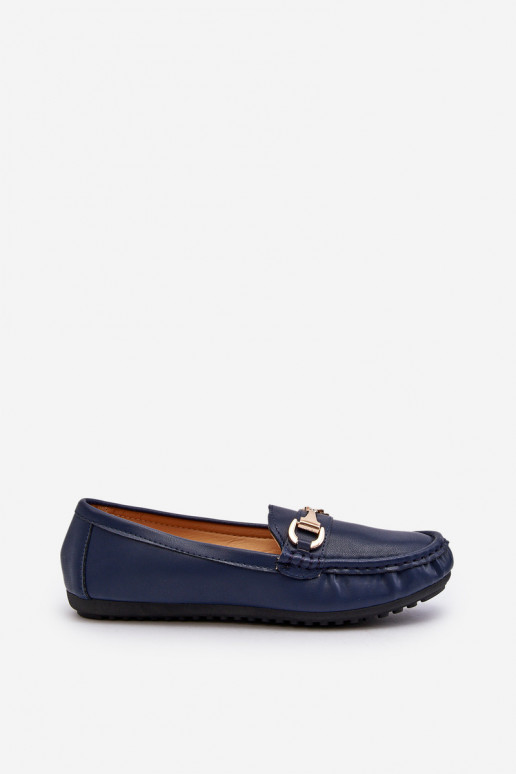 Mocassini classici da donna in pelle sintetica blu scuro Demese