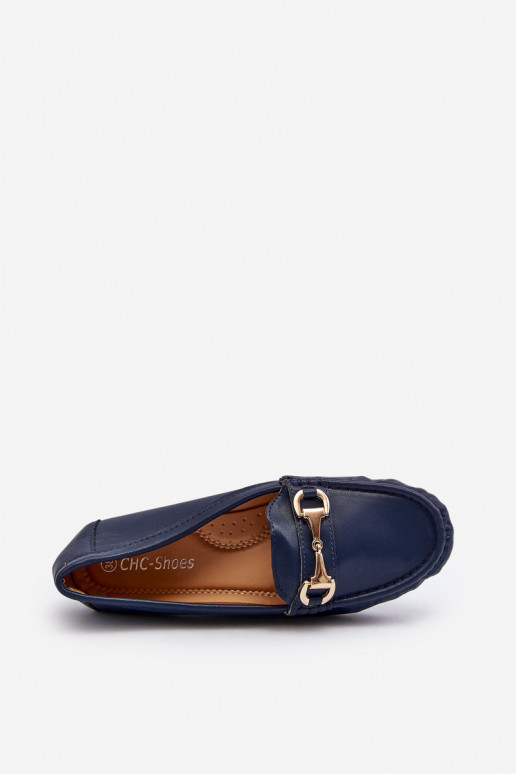 Mocassini classici da donna in pelle sintetica blu scuro Demese