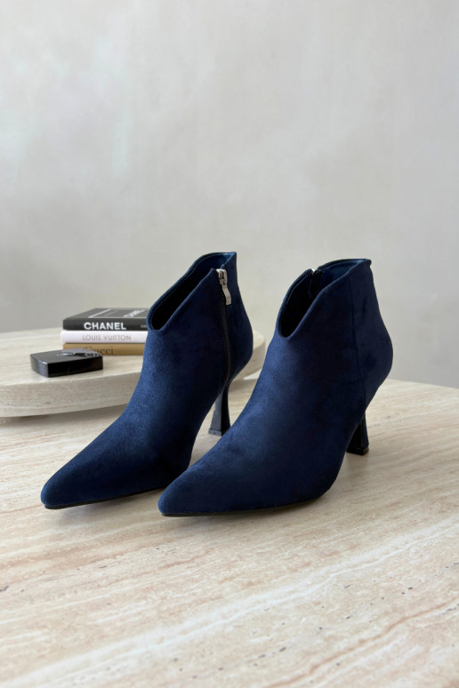 Stivaletti da donna con tacco sottile e punta affusolata in colore blu scuro Bessia