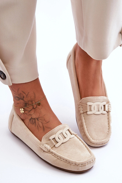 Mocassini di lusso in suede sintetico color sabbia da donna Rabell