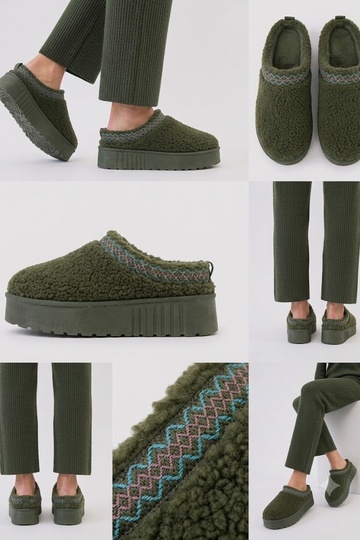 Pantofole con piattaforma e tacco basso con motivo ricamato Greene 2