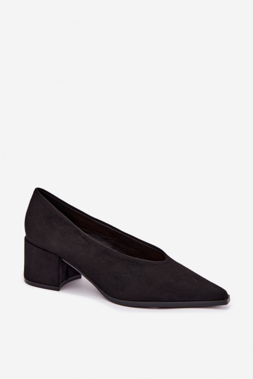 Scarpe con punta affusolata e tacchi quadrati in colore nero Lavisa