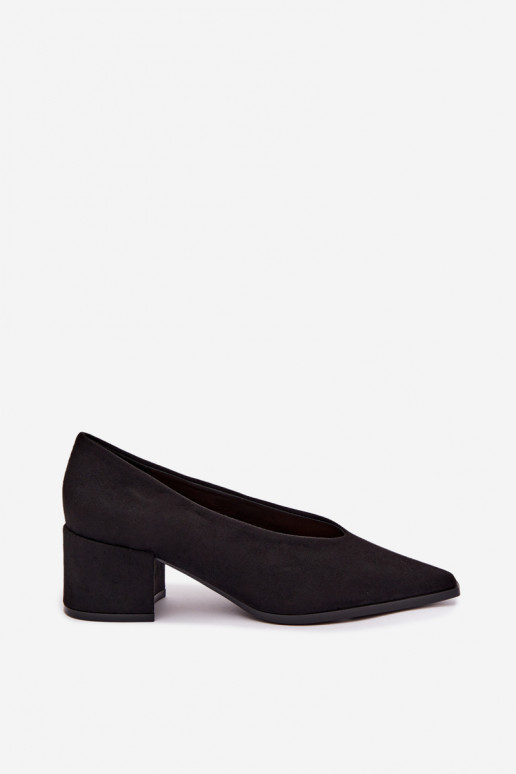 Scarpe con punta affusolata e tacchi quadrati in colore nero Lavisa