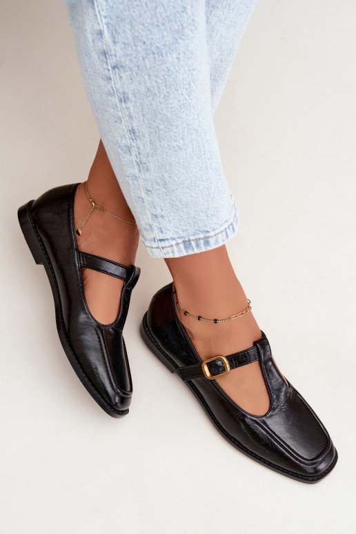 Scarpe nere in ecopelle con cinturini Bonnia
