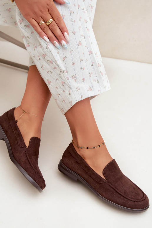 Mocassini al cioccolato da donna in ecopelle scamosciata Laisie