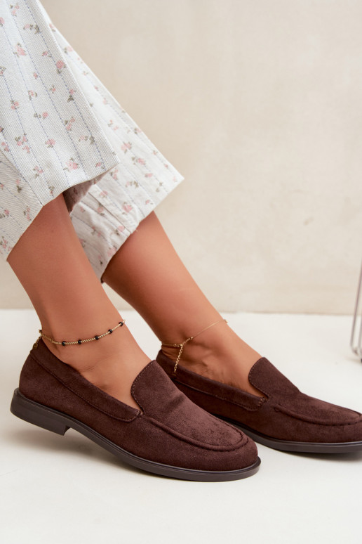 Mocassini al cioccolato da donna in ecopelle scamosciata Laisie