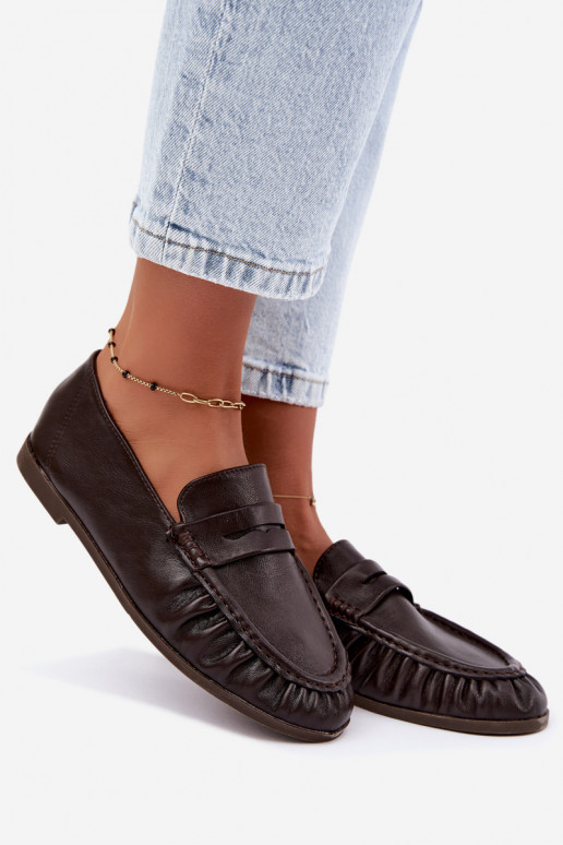 Mocassini da donna con rouches color cioccolato Sabley