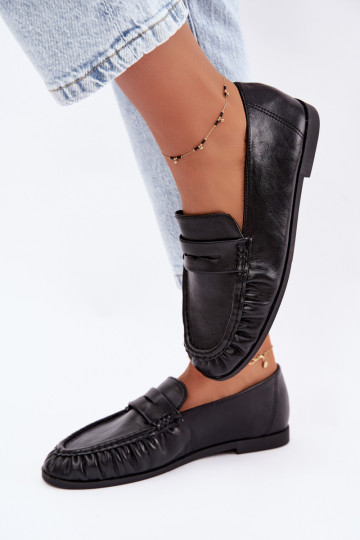 Mocassini da donna con rouches color nero Sabley