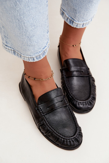 Mocassini da donna con rouches color nero Sabley 2