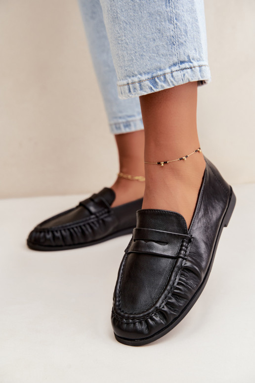 Mocassini da donna con rouches color nero Sabley