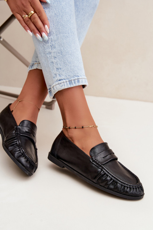 Mocassini da donna con rouches color nero Sabley
