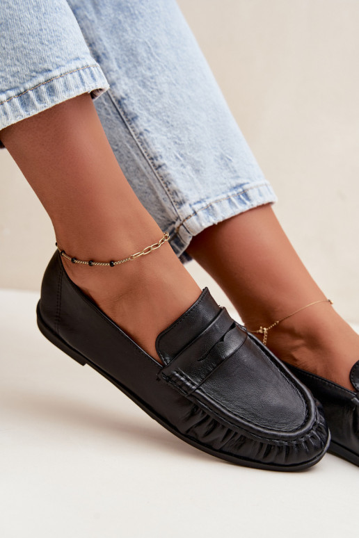 Mocassini da donna con rouches color nero Sabley